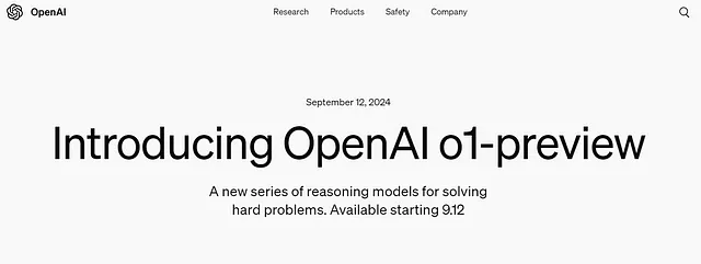 OpenAI announce the o1-preview model release