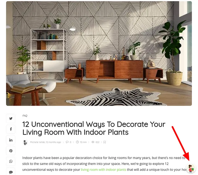 Screenshot from Indoor Plants Channel showing Live Chat Option