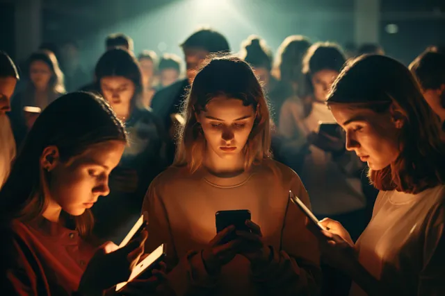 image showing people engaged in phones