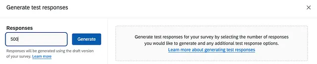 Screenshot of Qualtrics’ feature that allows researchers to generate test responses.